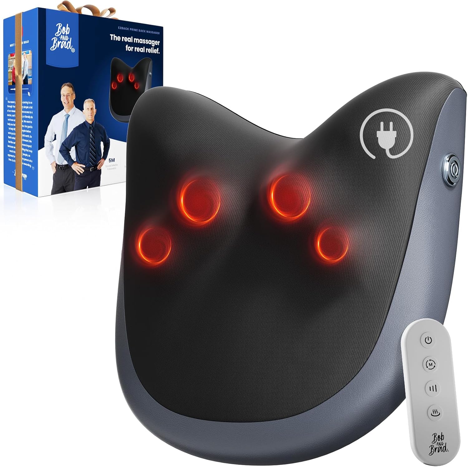 BOB AND BRAD EZBack Prime Back Massager with Heat Function, Electric Neck Massager with Remote Control, for Neck, Shoulder, Lumbar Area, Relaxation for Home, Office
