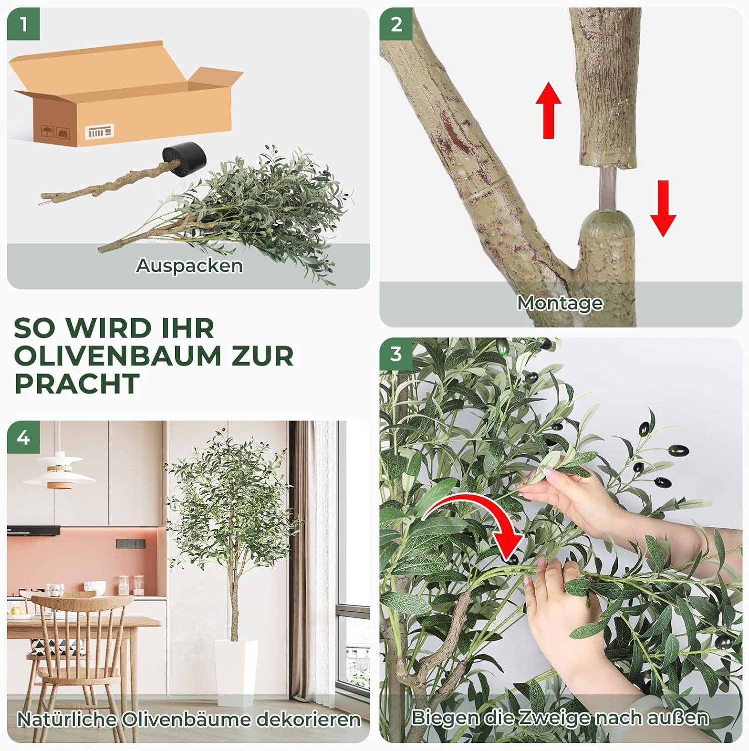 YOLEO Artificial Olive Tree 180 cm Artificial Plant Artificial Plants Large – Bild 3