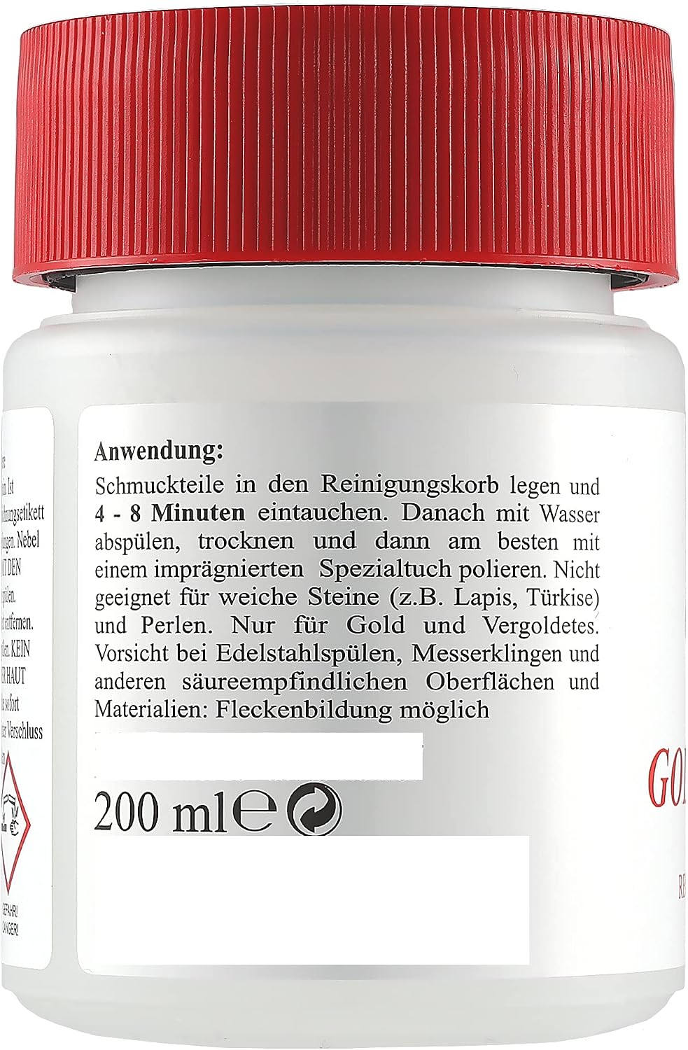 Goldbad for Gold Jewellery 200 ml Made in Germany Gold Cleaner for Jewellery Cleaner Professional Gold Cleaner Gold Cleaner Gold Cleaning Agent – Bild 2
