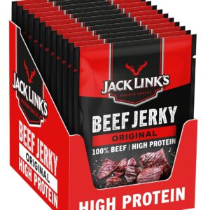 Jack Links Beef Jerky Original - Pack of 12 (12 x 40 g) - Dried Meat Protein Snacks - High Protein Snack for Gym, Fitness, Outdoor - American Food for People - Jerky Chips Made of Beef Meat