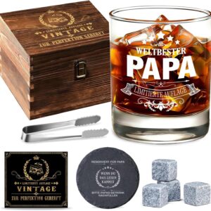 Whisky Gift Set for Dad, Whisky Glass with Engraving in Wooden Box
