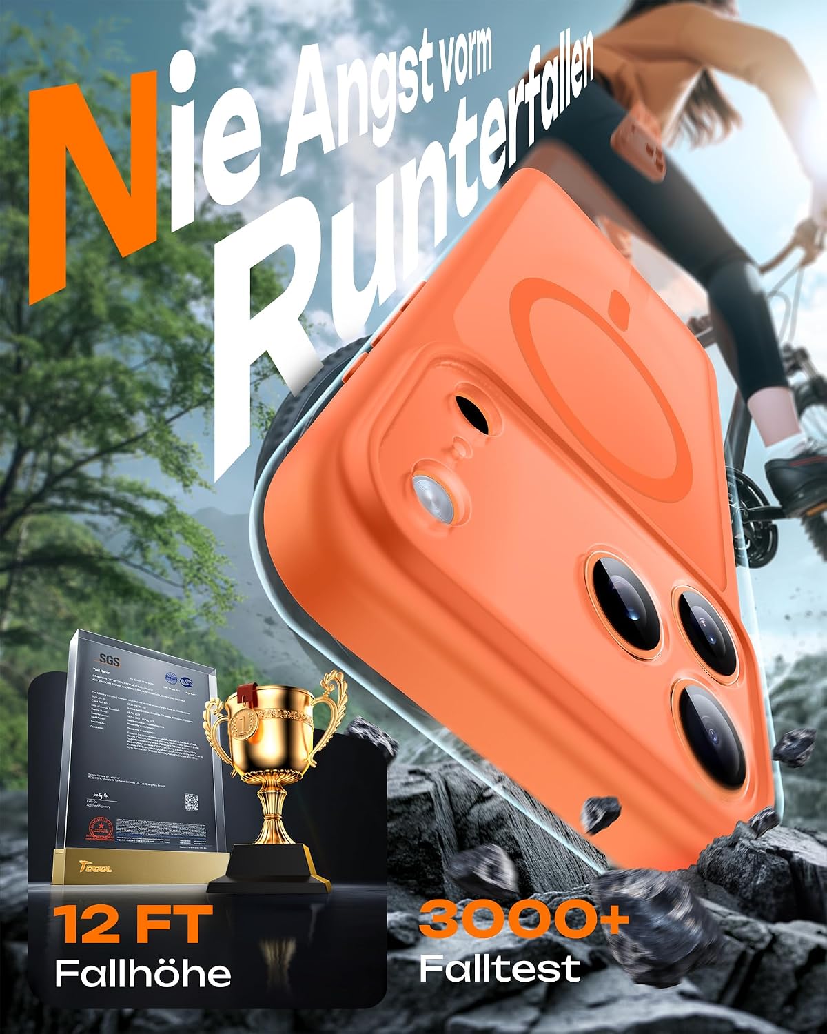 TOCOL Case for iPhone 17 Pro, Compatible with MagSafe, Orange – Bild 7