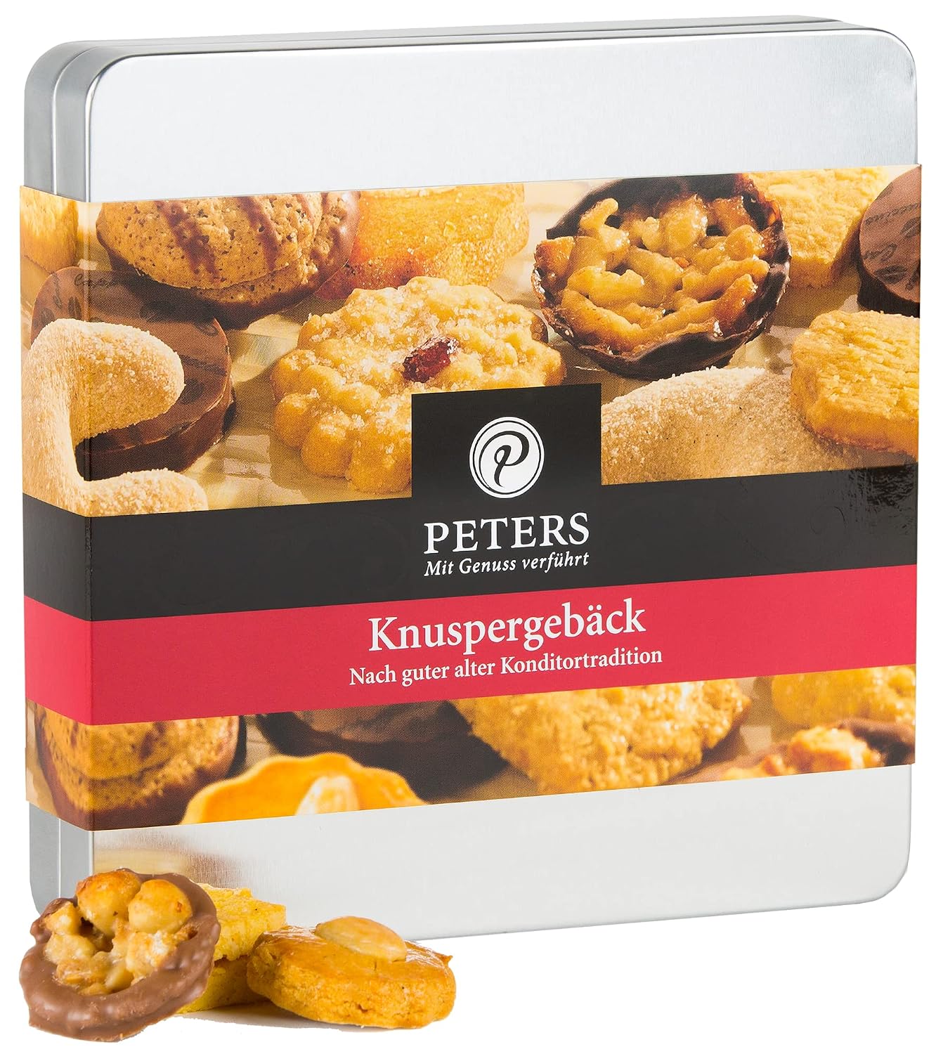 Peters Mit Genuss verführt Crispy Pastry Mixture Metal Box Without Alcohol Pastries Pastries Tea Biscuits Biscuits Gift Pastry Mix Made in Germany 175 g