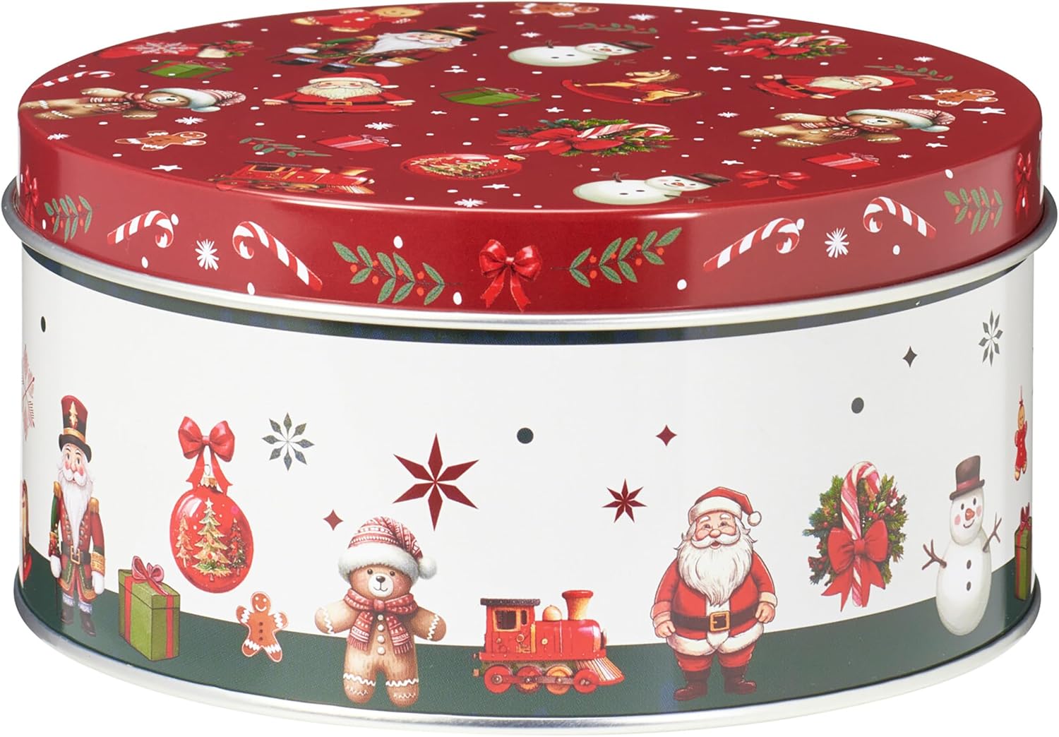 Annastore Christmas Tins Metal Set of 3 - Round Biscuit Tins with Nostalgic Motifs Diameter 19.5 cm Stackable Storage Tins for Cookies & Pastries - Decorative Biscuit Boxes for Christmas – Bild 6