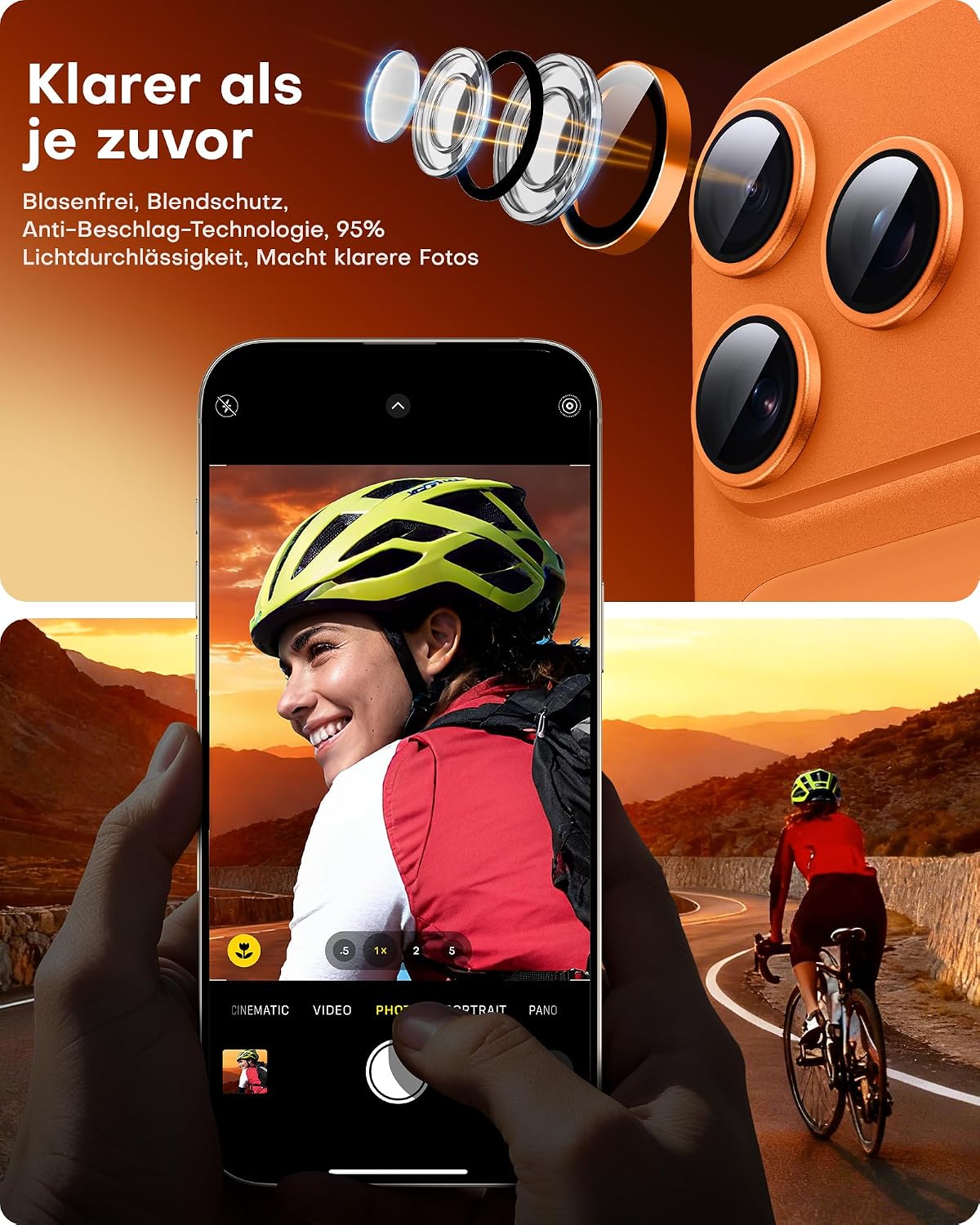 TOCOL 2 Sets for iPhone 17 Pro Camera Protector, Easy Installation, Orange – Bild 5