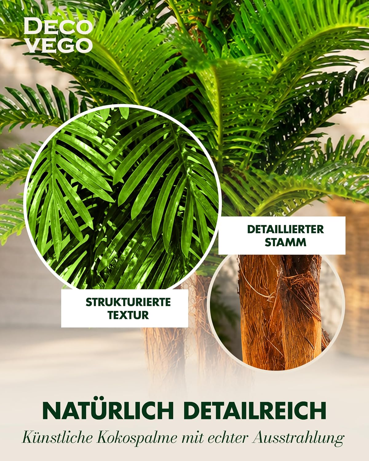 Decovego Palm Tree Coconut Artificial Plant 170 cm – Bild 5