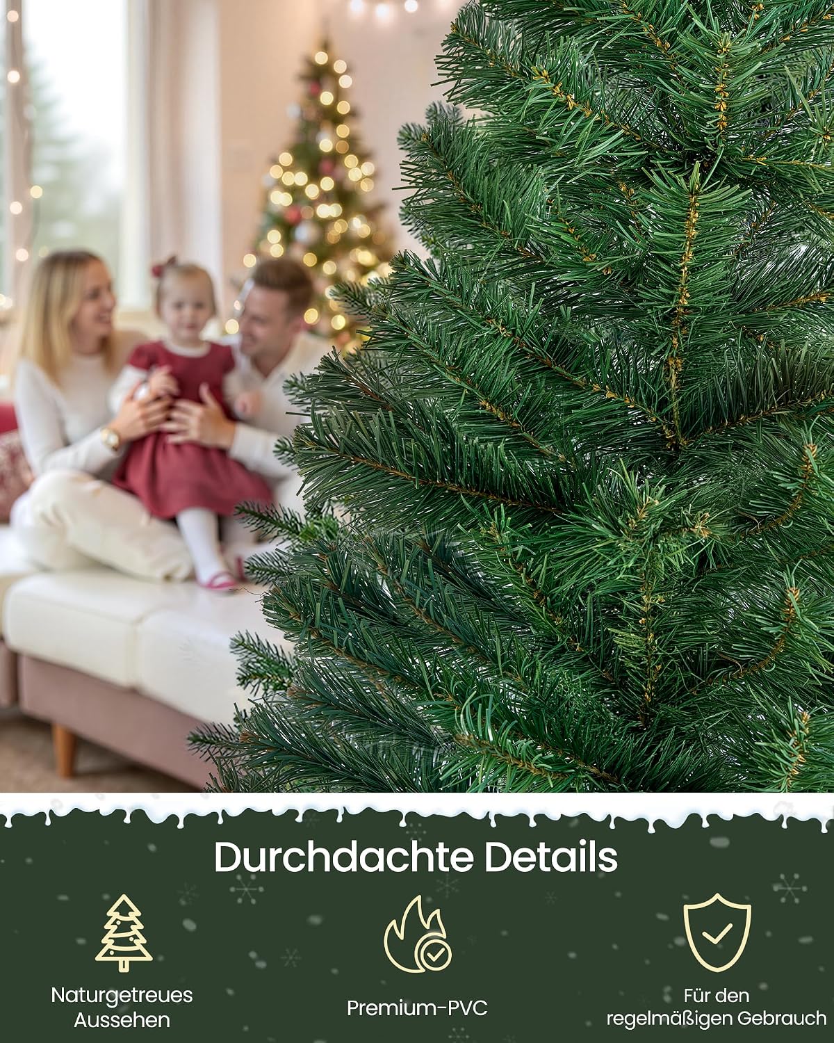 SONGMICS Artificial Christmas Tree 180 cm with Lighting – Bild 3