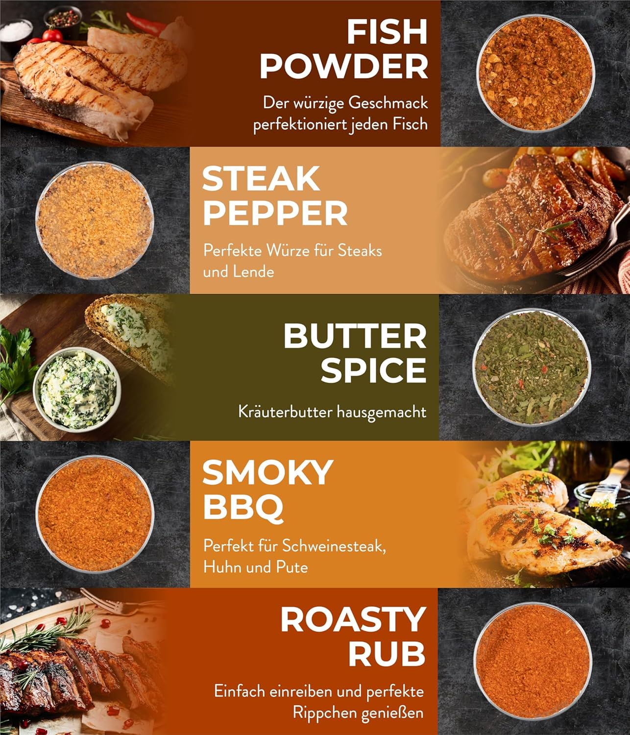 TIMBER TASTE® Barbecue Spice Gift Set – 5 BBQ Spices Rubs & Marinades Elegant Packaging Spice Set Gift Men's Gifts Spice Set Birthday Gift for Men Delicatessen Gifts for Men – Bild 3