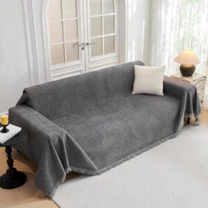 MYSKY HOME Chenille Sofa Cover, Scratch Protector for Sofa, Dark Grey