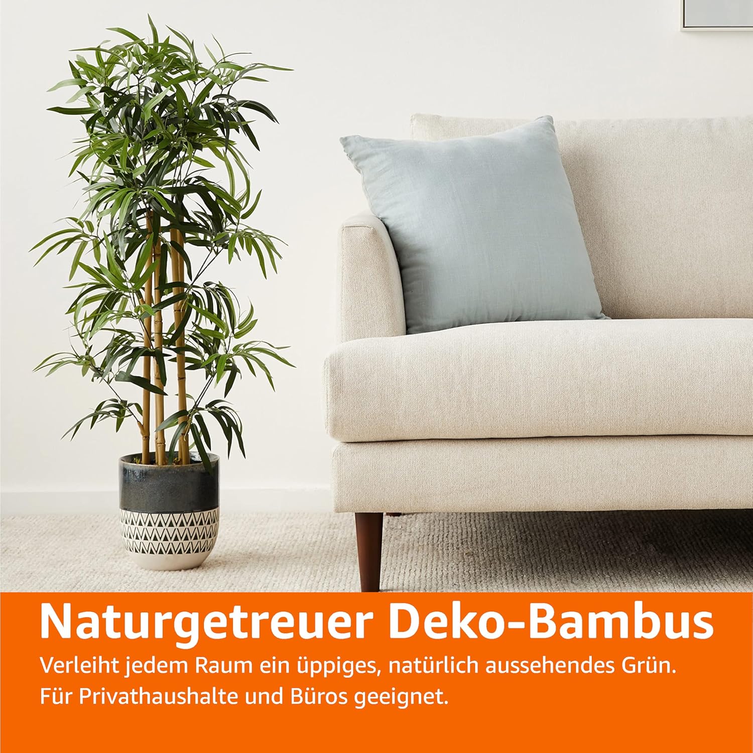 Amazon Basics Artificial Bamboo Plant with Plastic Flower Pot 100cm Green – Bild 5