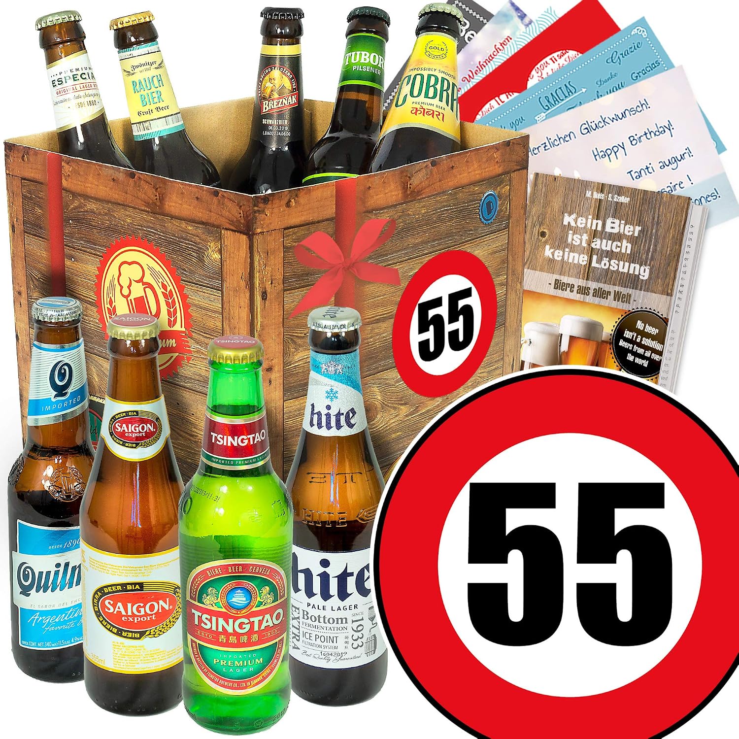 55th Birthday Ideas for Men/Beer Gift Set with Beers of the World