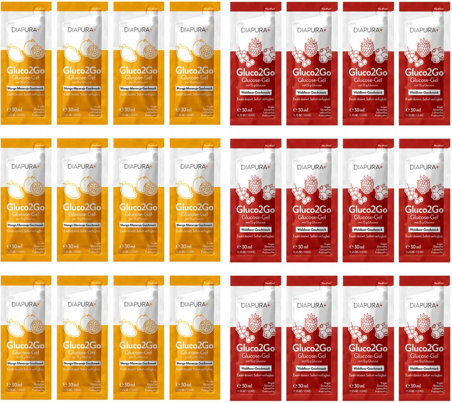 DIAPURA Gluco2Go Mix Pack with Forest Beer (12) + Mango Passion Fruit (12