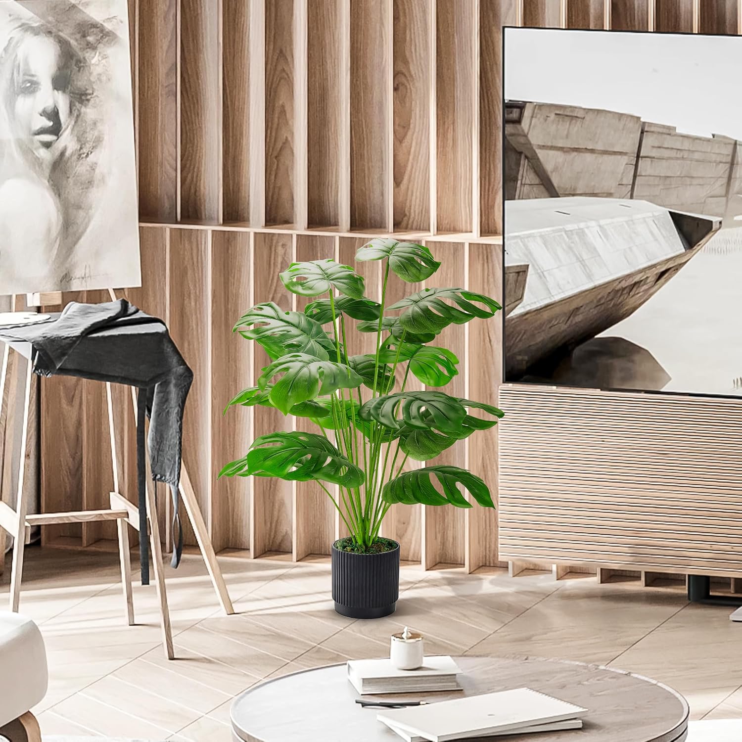 Der Rose Monstera Artificial Plant 71 cm in Black Pot for Office Hallway – Bild 6