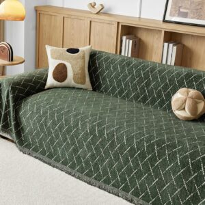 Chenille Sofa Cover 2/3/4 Seater, Sofa Covers for Seat, Couch Blankets for Protection, 230 x 340 cm, Olive Green