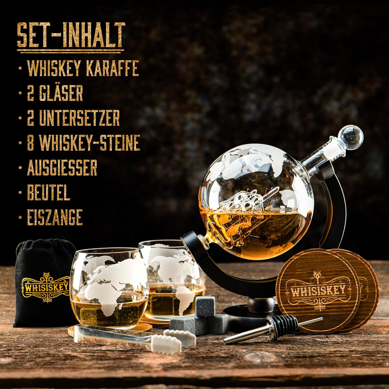 WHISISKEY Whisky Carafe Set, Whiskey Gift Set, Gifts for Men – Bild 2