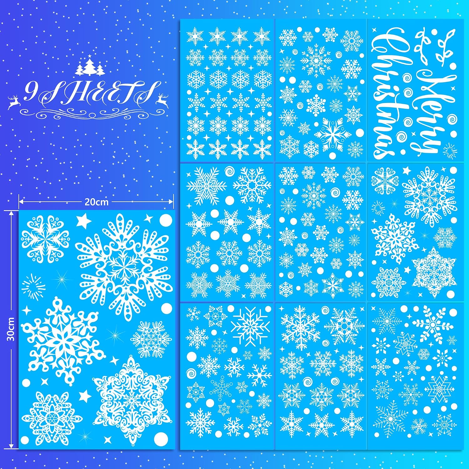 275 Window Stickers Christmas Self-Adhesive, Moxled Snowflakes Window Decoration Christmas, Reusable Static Adhesive PVC Stickers for Windows Door Winter Snowflakes Christmas Decoration – Bild 2