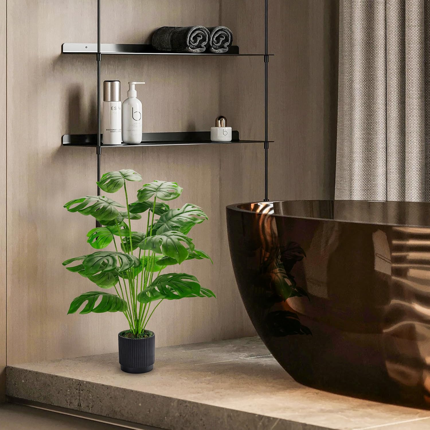 Der Rose Monstera Artificial Plant 71 cm in Black Pot for Office Hallway – Bild 7