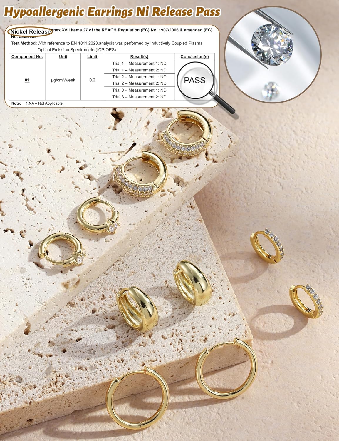 Finrezio 5 Pairs of Hoop Earrings Gold/Silver for Women Earrings Gold Small Chunky Gold Earrings Set Golden Earrings Women's Hypoallergenic Gold Huggie Sleeper Earring Gold Jewellery Gift for Women – Bild 7