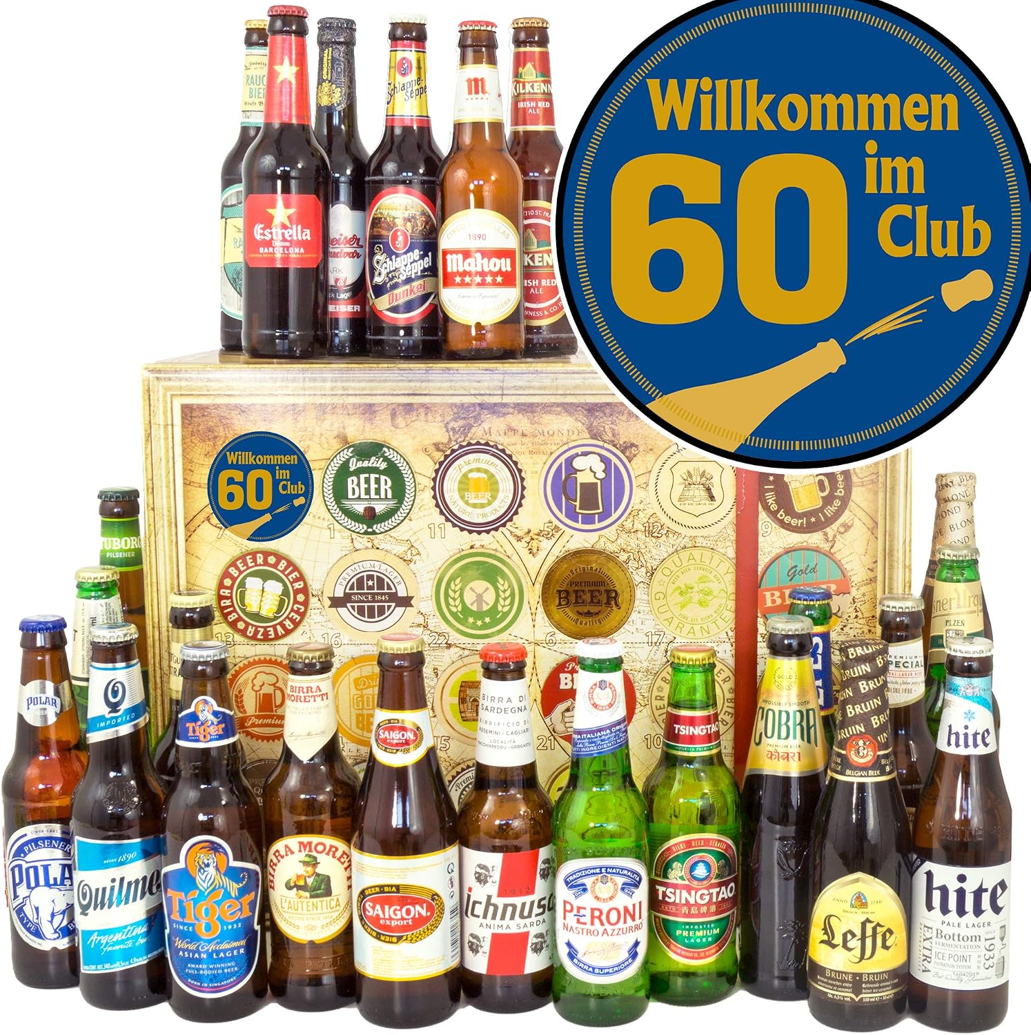 Welcome to the Club 60/60th Birthday Mum / Beers from Around the World 24x / Calendar Christmas Beer 2024 2025