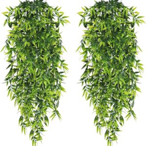 YMIFEEY Set of 4 Hanging Plants Artificial Bamboo Leaves 80 cm Indoor
