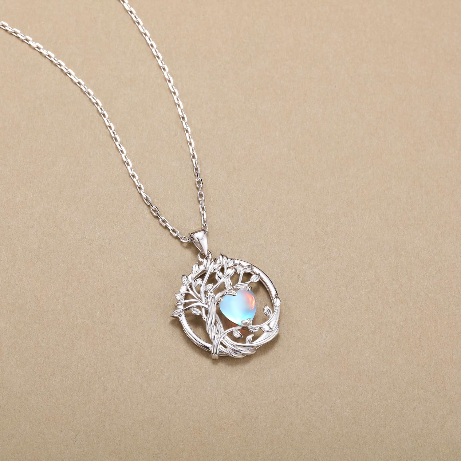 FANCIME Tree of Life Birthstone Necklace for Women 925 Sterling Silver Tree of Life Birthstone Pendant Necklace Jewellery Gifts for Women Girls Chain Length: 40 + 5 cm – Bild 4