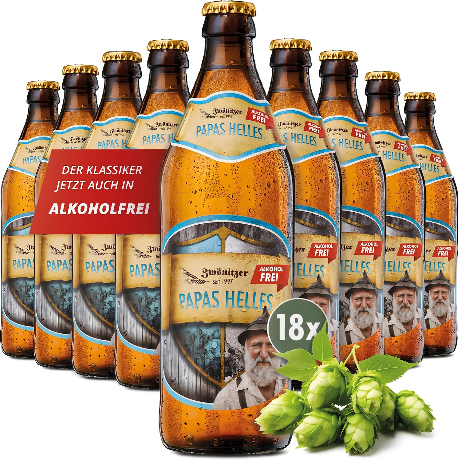 Brauerei Zwönitz Papas Light Alcohol-Free 18 x 0.5 Litres Light Beer