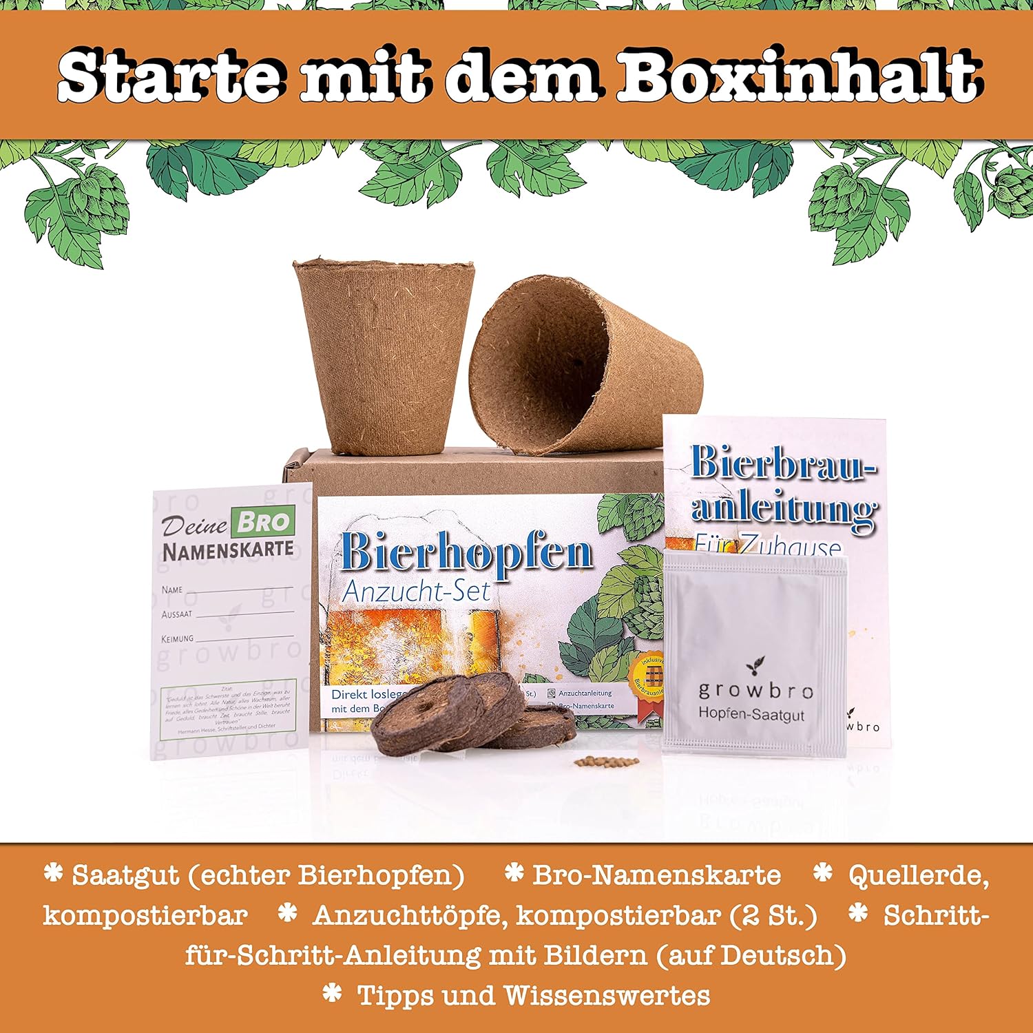 growbro hops growing set, the way to make your own beer, gift for men, friends and Dad, birthday gift, guest gift, gifts for barbecue, men's gadget – Bild 2