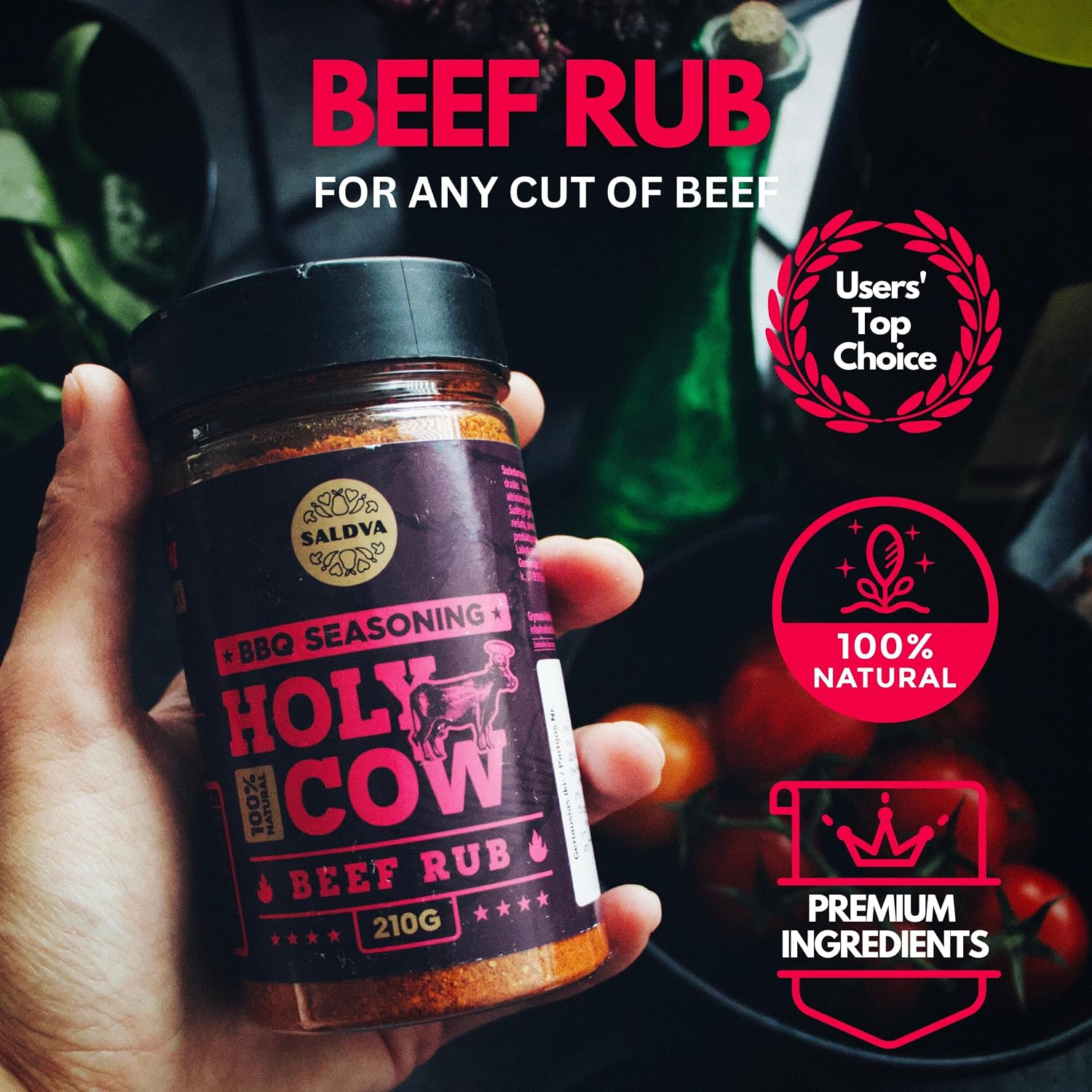 Classic Selection of Premium BBQ Spices - Holy Cow, Angel's Wings, Smoky Pig, Ultimate Rub | Pack of 4 | 100% Natural | Great Foodies Gift – Bild 4