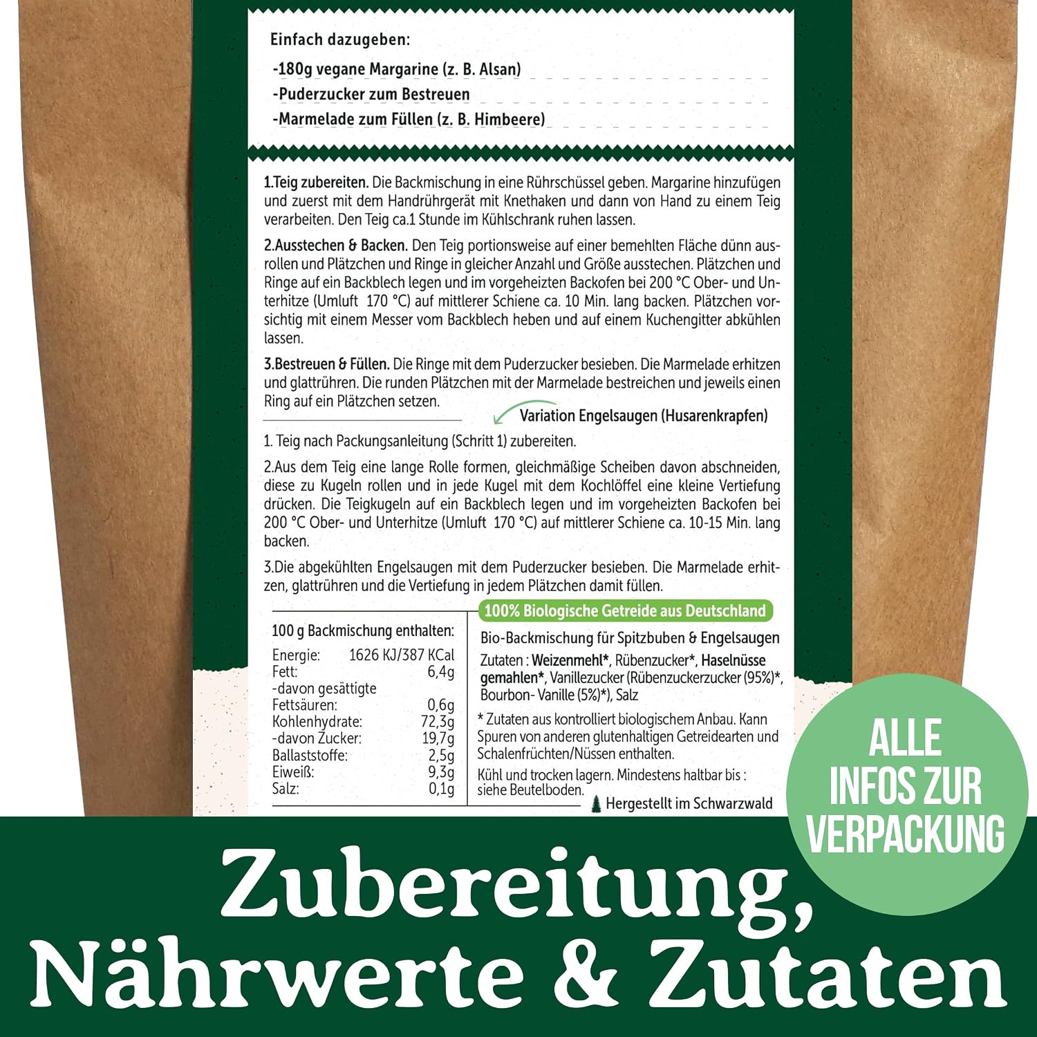 Christmas Cookies Spitzbuben Angel Eyes Organic Baking Mix | Hussar Doughnuts Cookies with Jam Vegan | Organic Flour from Germany – Bild 4