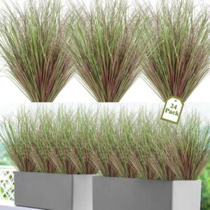 24 Bundles Artificial Grass Artificial Plants Outdoor Weatherproof