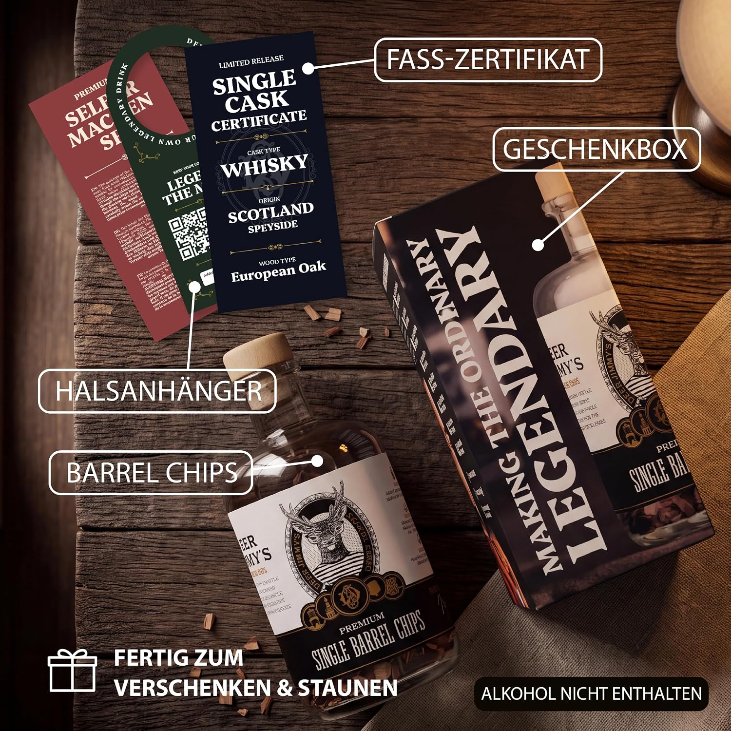 DIY Whisky Gift Set Men, Whisky Make Your Own Set, Oak Wood Notes – Bild 5