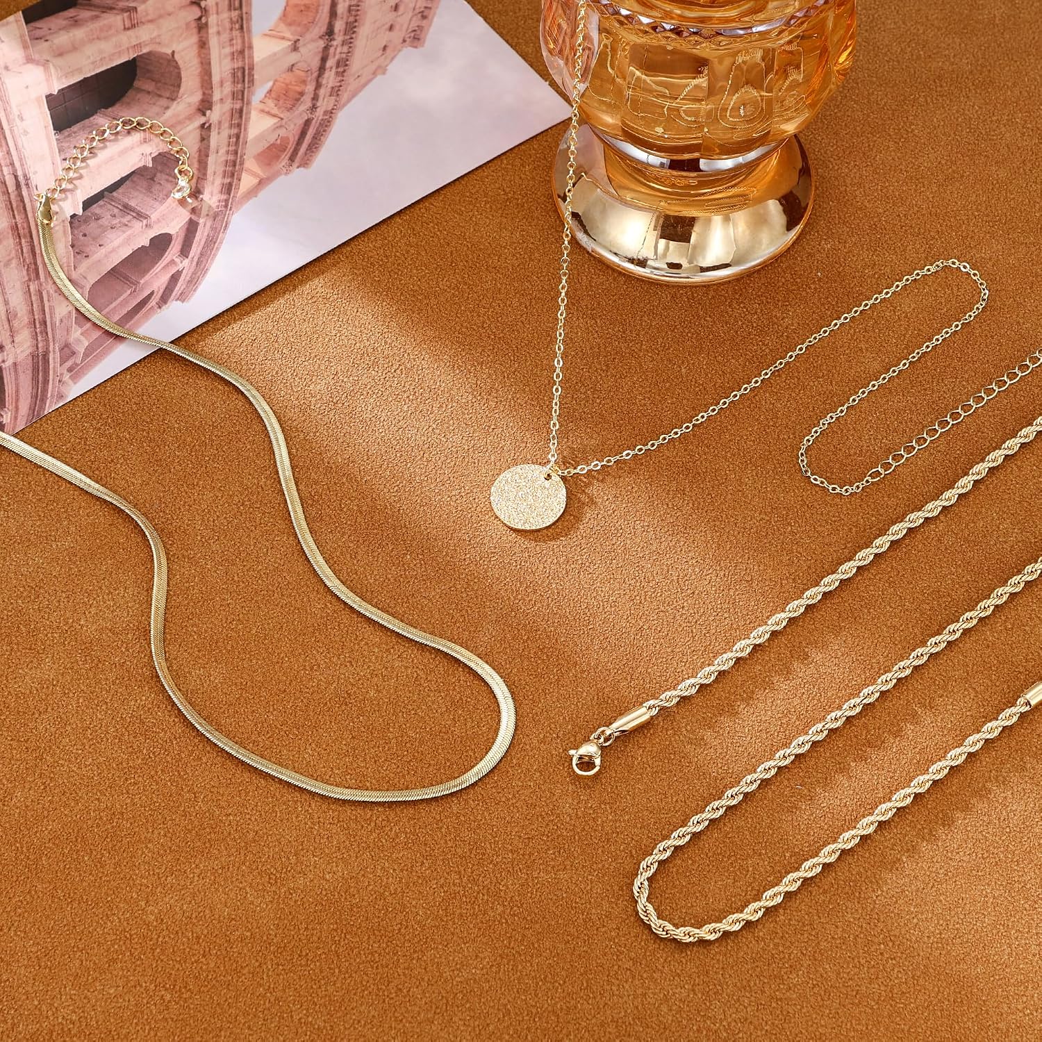 Multilayer Gold Chains for Women Fashion Delicate 14K Gold Plated Stackable Necklace with Cubic Zirconia Pendant Gold Jewelry Set for Women Gifts – Bild 3