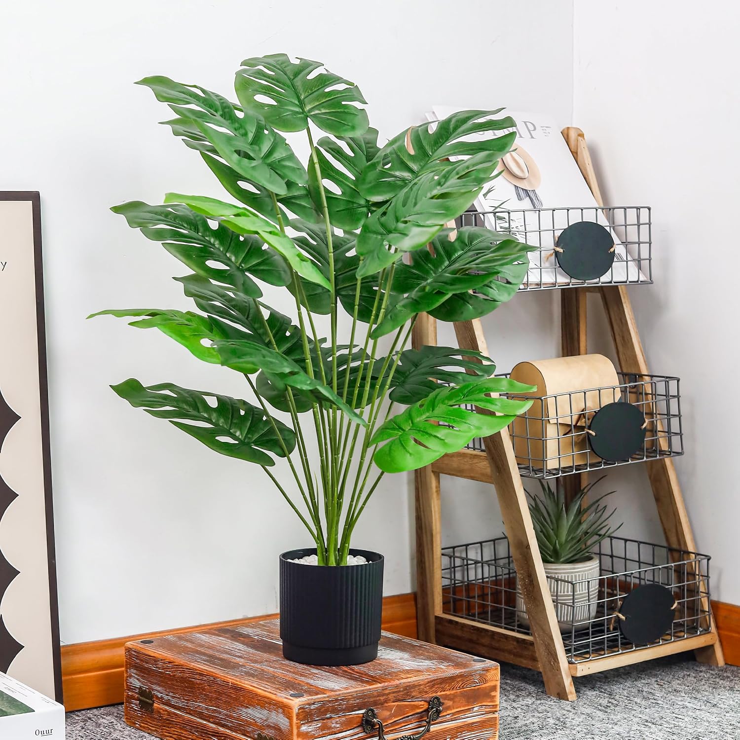 Der Rose Monstera Artificial Plant 71 cm in Black Pot for Office Hallway – Bild 5