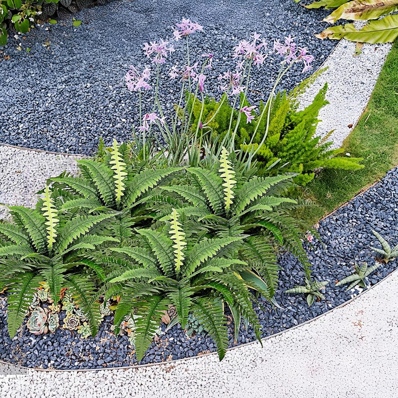 Pack of 3 Artificial Plants Ferns for Outdoor and Indoor Use 76 cm Green Artificial Boston Fern Balcony Plants Artificial Plants Artificial Fern Bushes Home Decoration Garden Patio Balcony Entrance Office – Bild 5