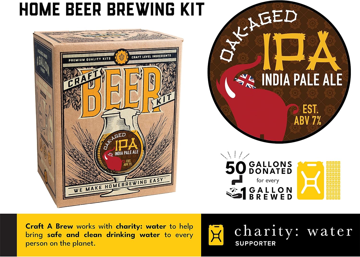 Craft A Brew Home Brewing Oak Aged IPA Reusable Beer Kit - Starter Set 1 Gallon, Clear – Bild 4