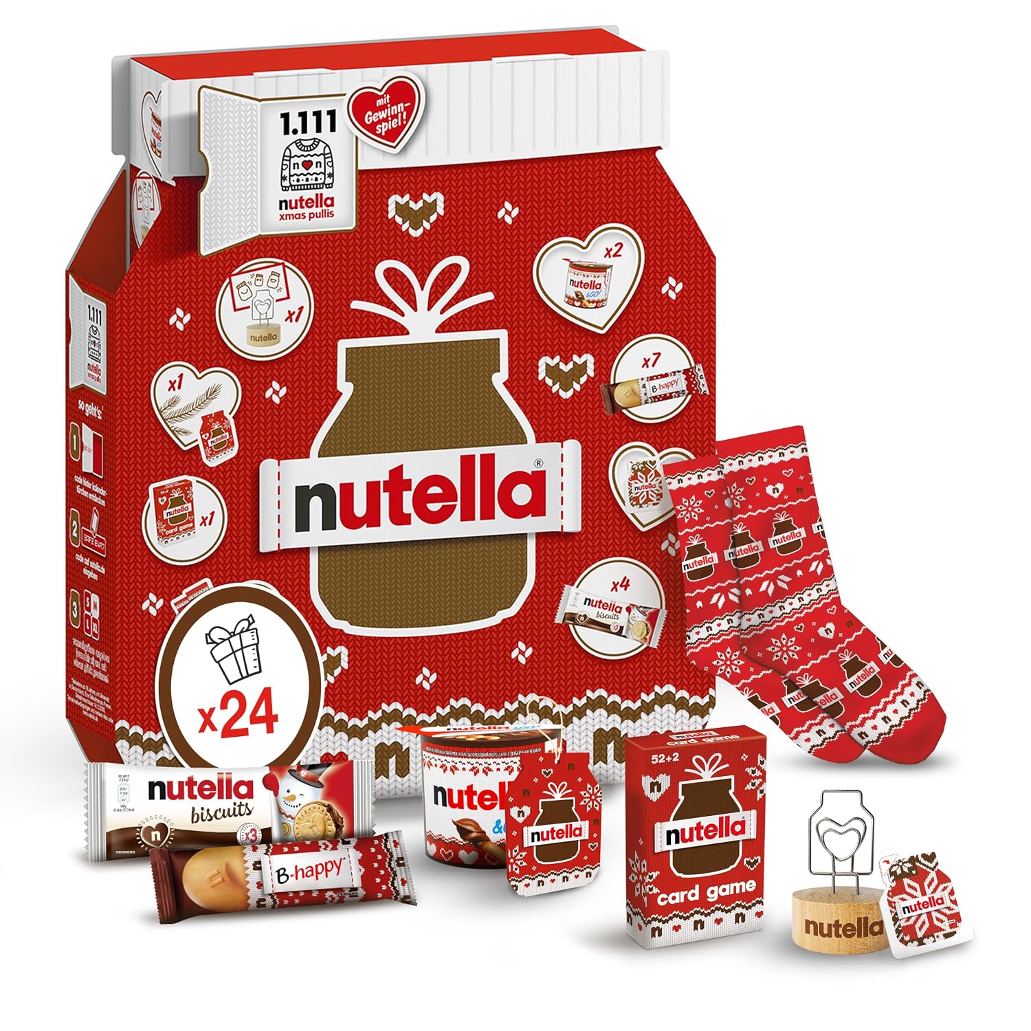 nutella Advent Calendar 2026 with Socks, Card Game & Photo Stand, 528 g