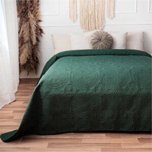 Bedspread 170 x 220 cm Bed Throw Bedspreads – Throw Mandala Sofa Throw Quilt Sofa Blanket Bed Throw Blanket Day Blankets Bed Cover XXL Blanket Quilted (Dark Green)