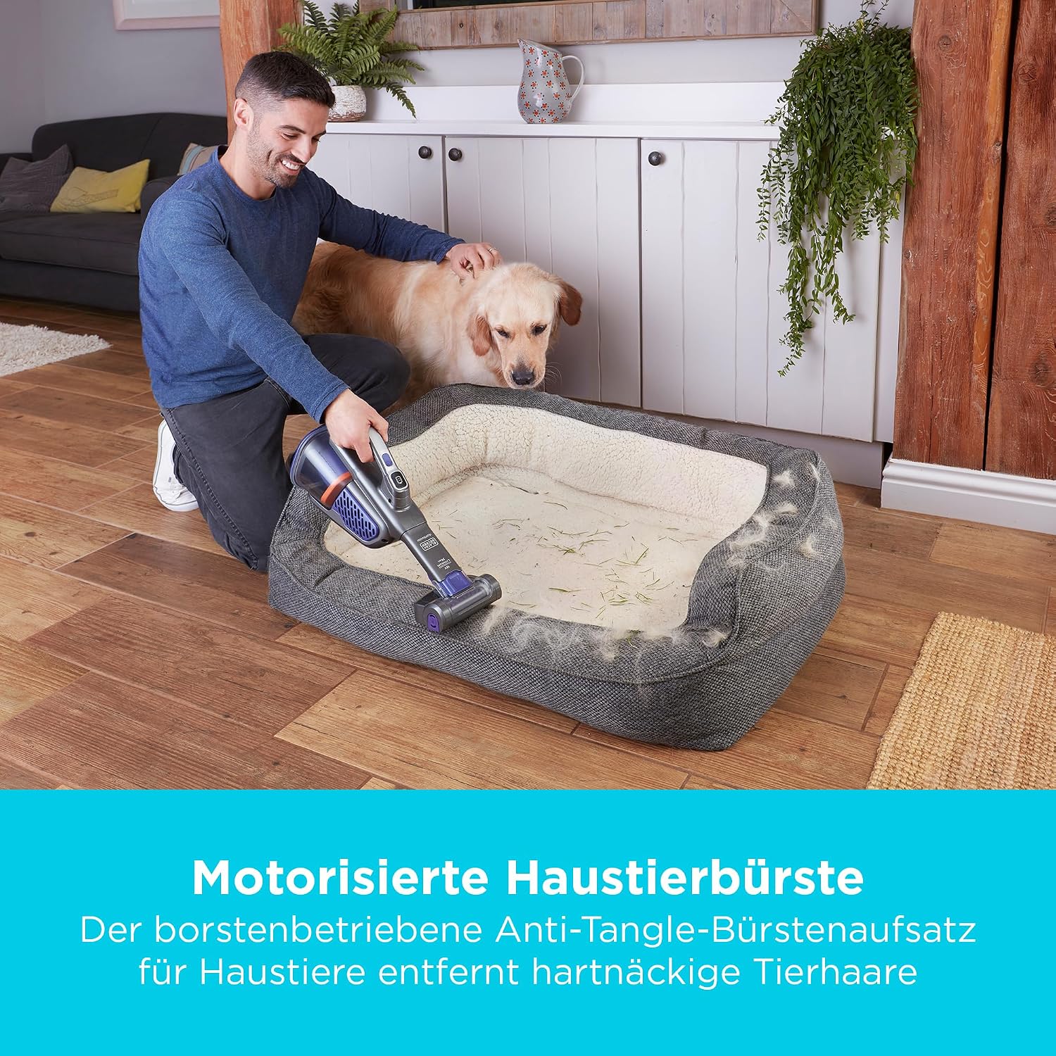 Black+Decker 36 Wh/18 V Cordless Handheld Vacuum Cleaner - Dustbuster Pet with Smart Tech (with Cyclonic Action, Integrated Extendable Crevice Nozzle, including Pet Hair Brush Charging Station with Wall Mount) BHV530BFP – Bild 2