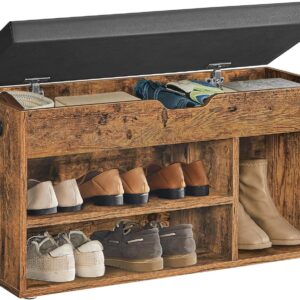 VASAGLE Shoe Bench with Seat, Storage Space, Padded, 80 x 30.3 x 44 cm