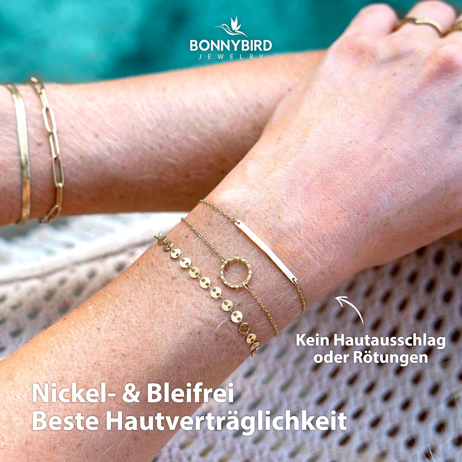BONNYBIRD® BonnyMilano Premium Stainless Steel Bracelet Set for Women in Silver, Gold & Rose Gold, 100% Waterproof and Skin-friendly – Bild 4