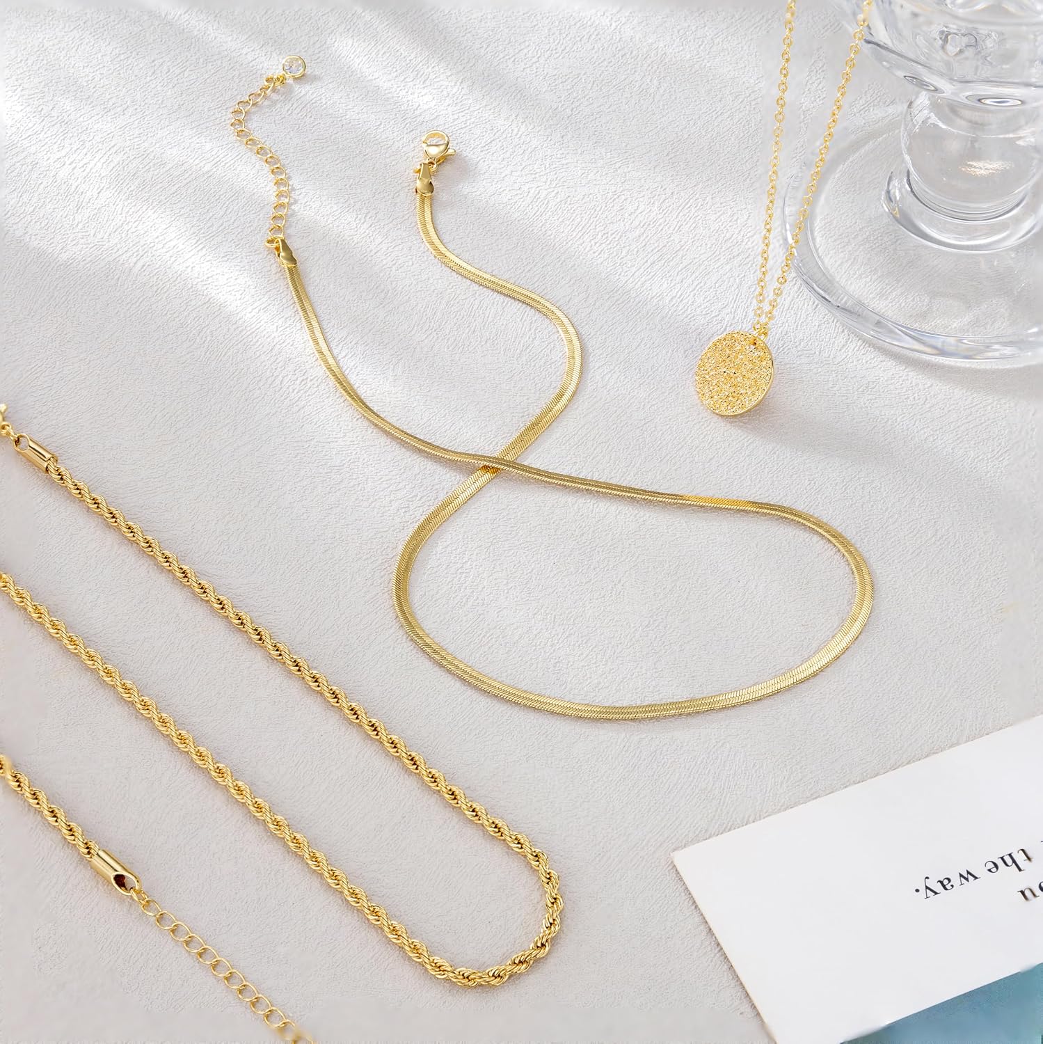 Multilayer Gold Chains for Women Fashion Delicate 14K Gold Plated Stackable Necklace with Cubic Zirconia Pendant Gold Jewelry Set for Women Gifts – Bild 8