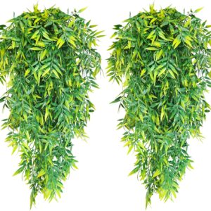 Pack of 5 Hanging Plants Artificial Bamboo Leaves Plants 80 cm Artificial