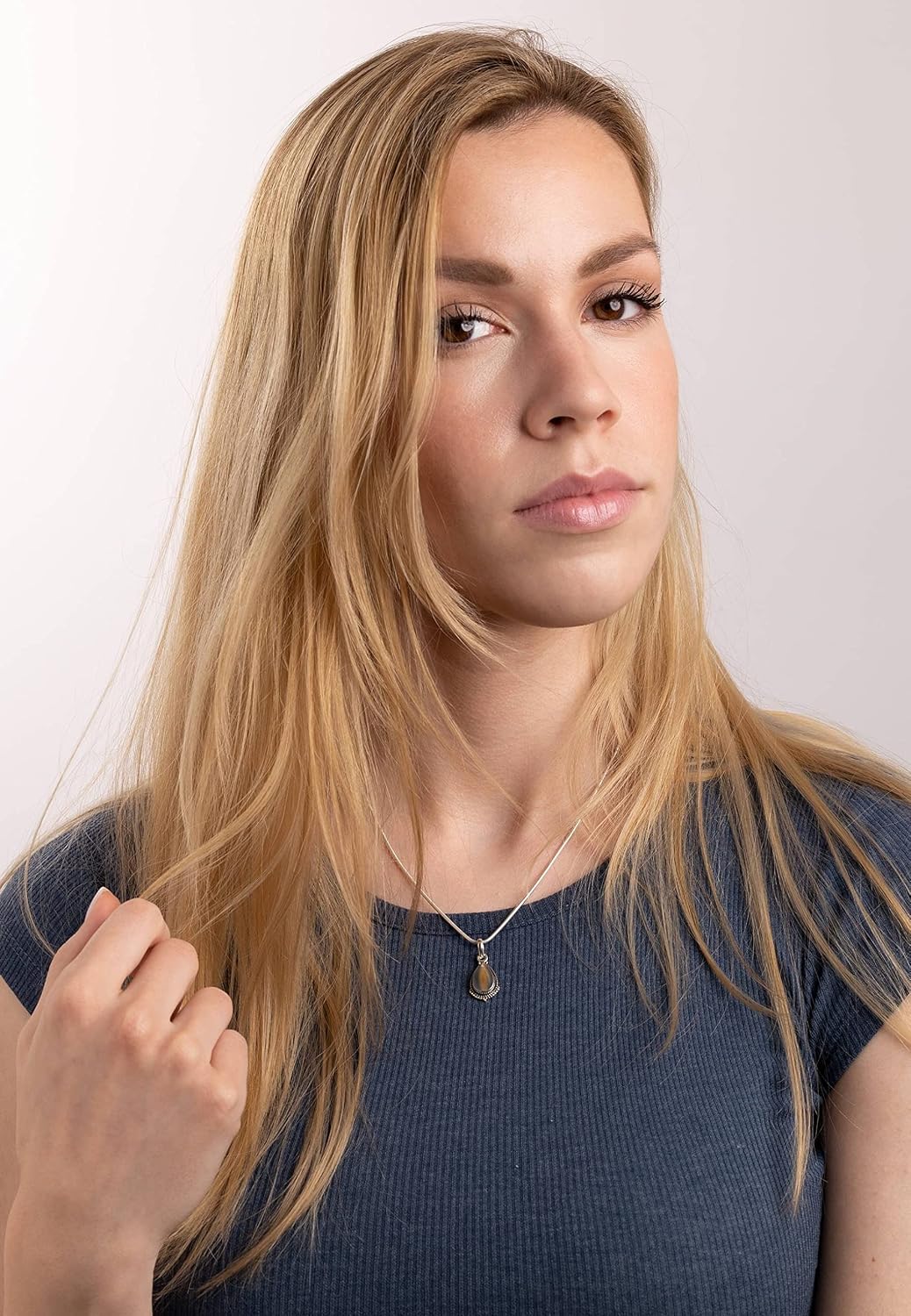 mantraroma Edelstein Kettenanhänger an Kette Silber 925 echt für Damen – Bild 4