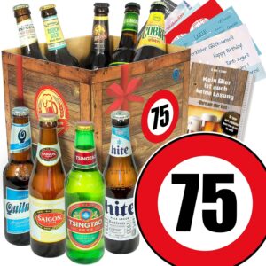 75th Birthday Ideas for Men/Gift Box – Beer with Beers of the World