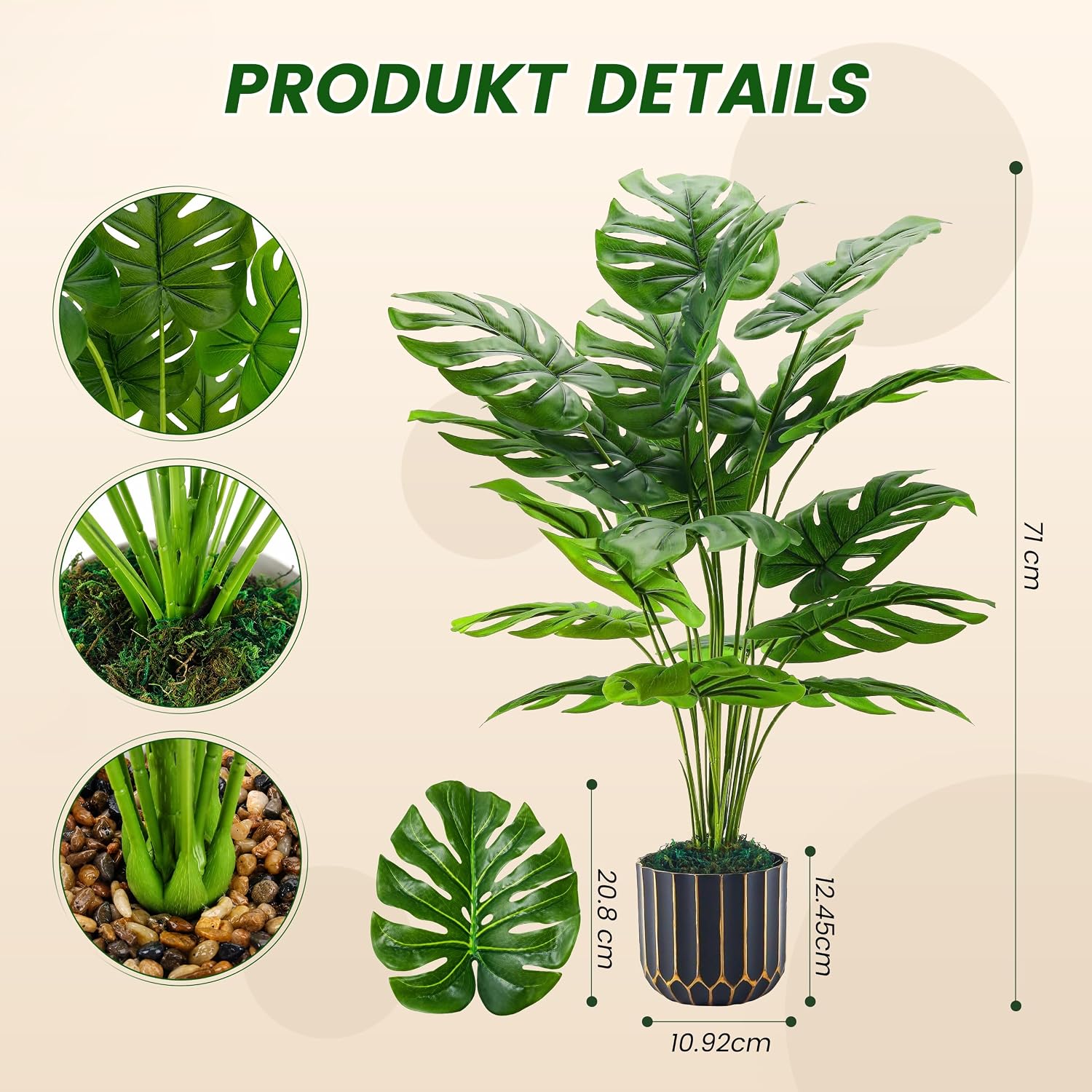 Der Rose 71 cm Artificial Monstera Plant for Living Room Bathroom Balcony – Bild 3