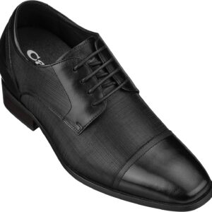 CALTO - Y40551-3.2 Inch Taller - Height Increasing Elevator Shoes - Brown Leather Lace-Up Dress Shoes