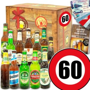 Gift 60th ++ Set of 12 Beer World & DE ++ Gifts 60th Birthday
