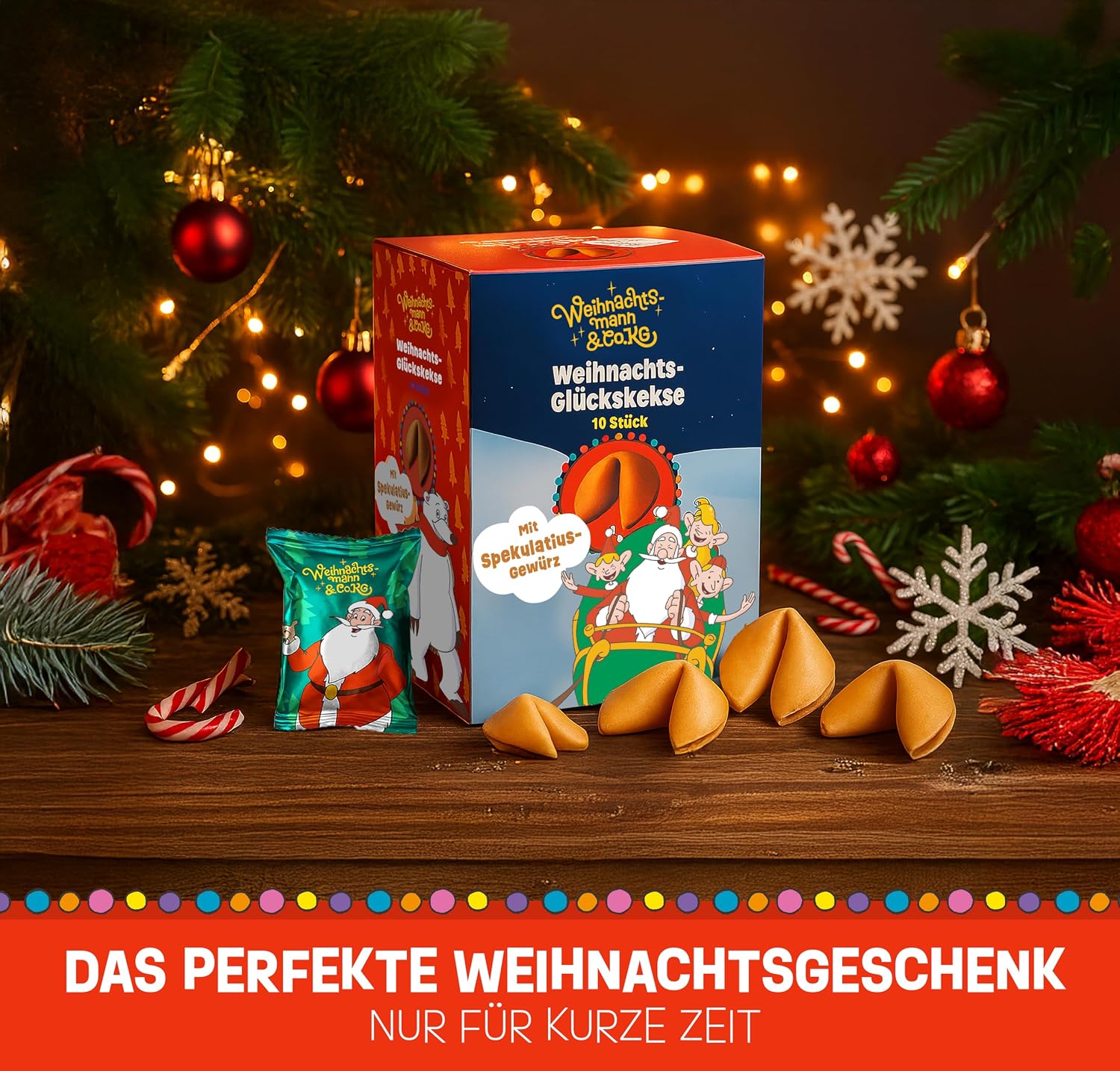 Food crew 10 x Santa Claus & Co. KG Christmas Lucky Biscuits - 3 Designs - Lucky Biscuits Christmas with Speculatius Flavour - Individually Packed with German Sayings - Vegan - Made in Germany – Bild 6