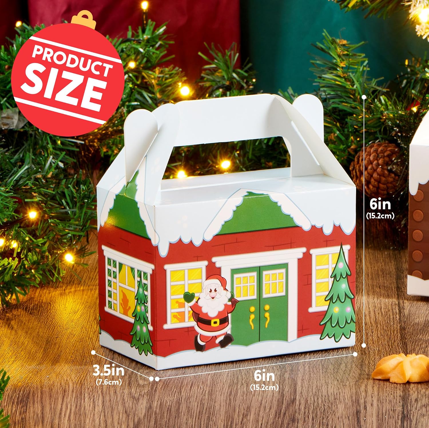 JOYIN Pack of 24 3D Christmas Gift Boxes, Gift Box Sweets, Cakes, Chocolate, Cookies, Biscuits Cardboard for Christmas, Gift Wrapping (Christmas House) – Bild 6