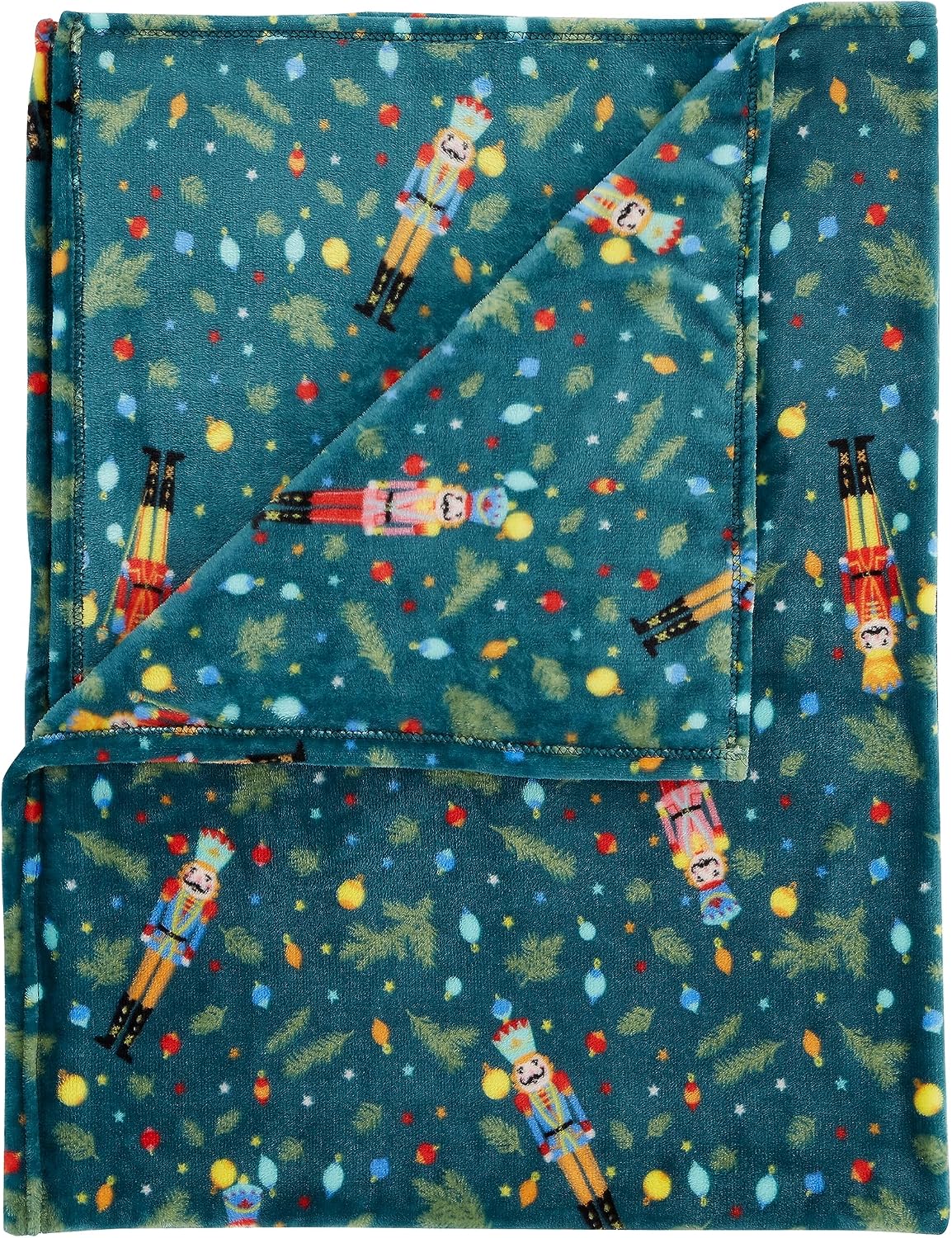 Catherine Lansfield Green Christmas Nutcracker Fleece Blanket 130cm x 170cm – Bild 3